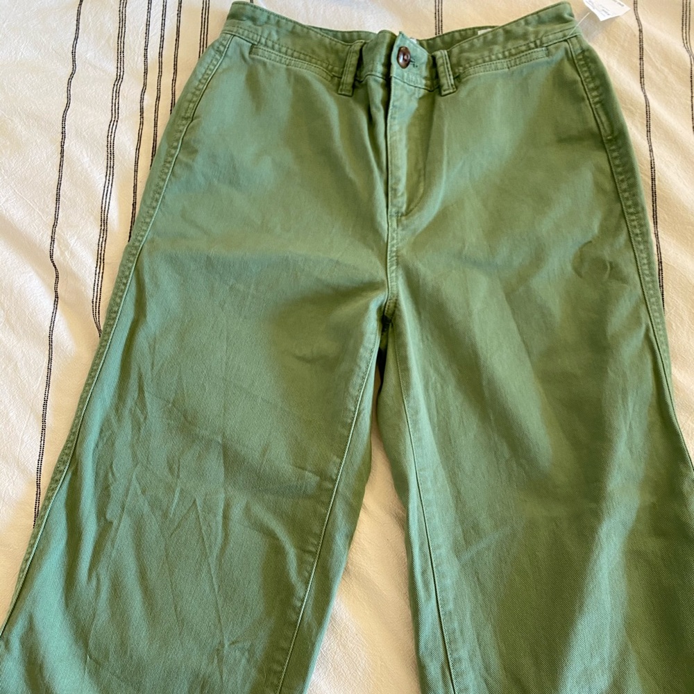 GAP high rise wide leg crop pants - army green